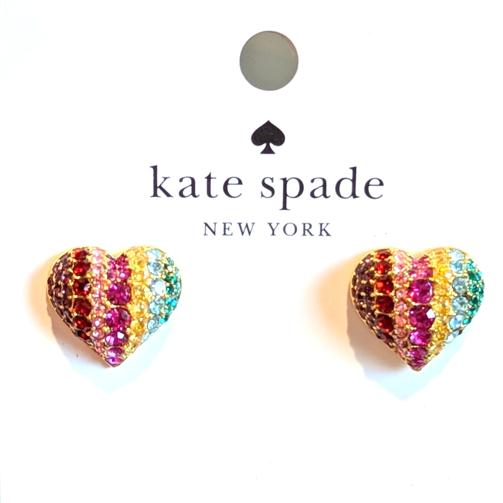 NWT KATE SPADE Rainbow Heart Stud Earrings
